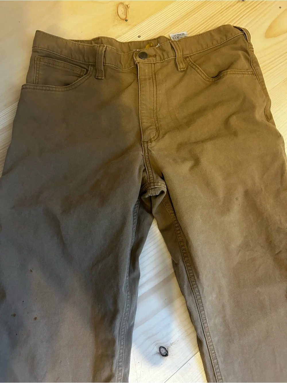 Men’s Carhartt Relaxed Fit Brown Work Pants with Back Pockets
